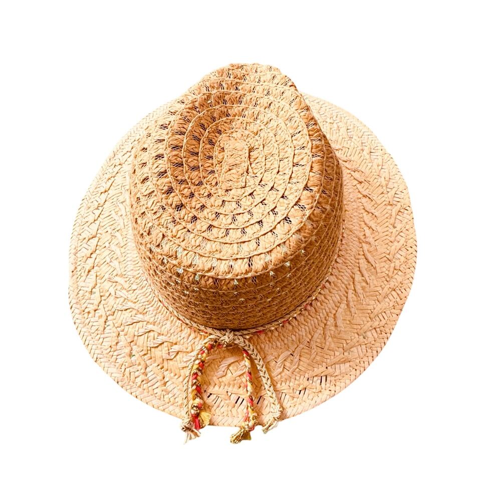 Betsey Johnson womens paper yarn weaved hat sun protection resort vacation wear